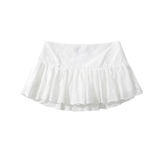 White Lace mini pleated skirt