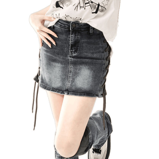 Mini Denim bow Skirt and leg warmer set