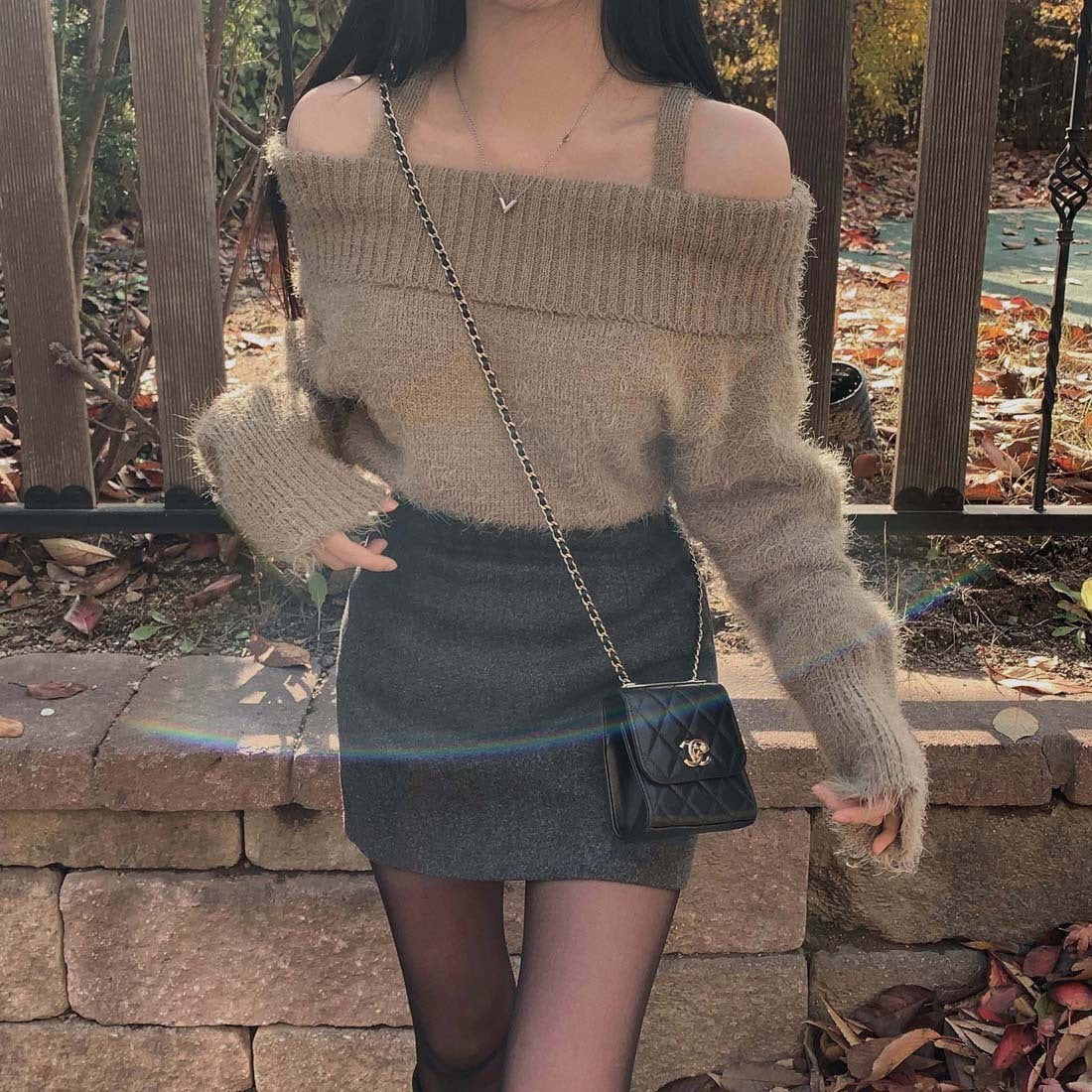Off-the-shoulder Off-neck Sweater Women's Large Knitted Top