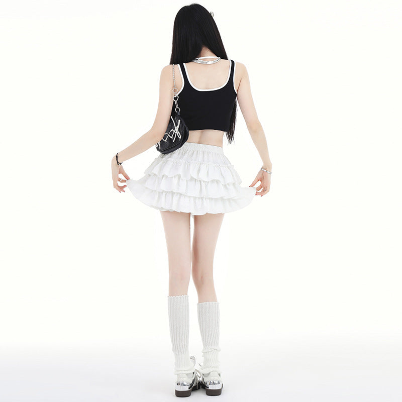 White Pleated puffy Skirt