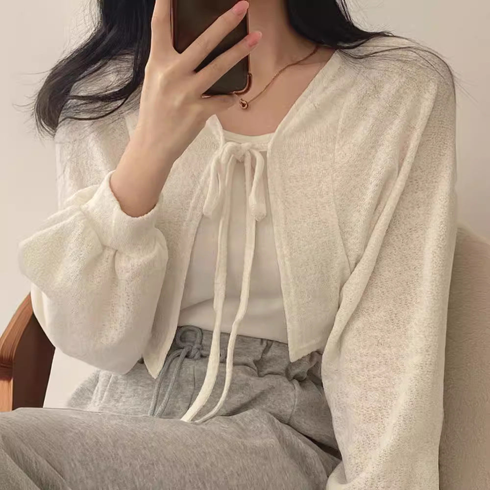 Korean style front tie Cardigan