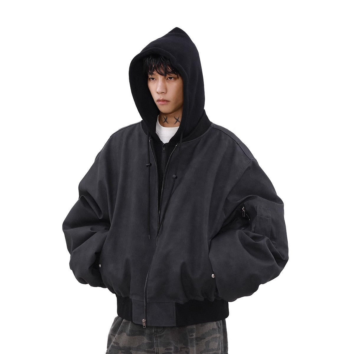 Loose Casual Hooded Coat Two-piece Jacket