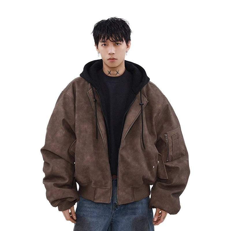 Loose Casual Hooded Coat Two-piece Jacket