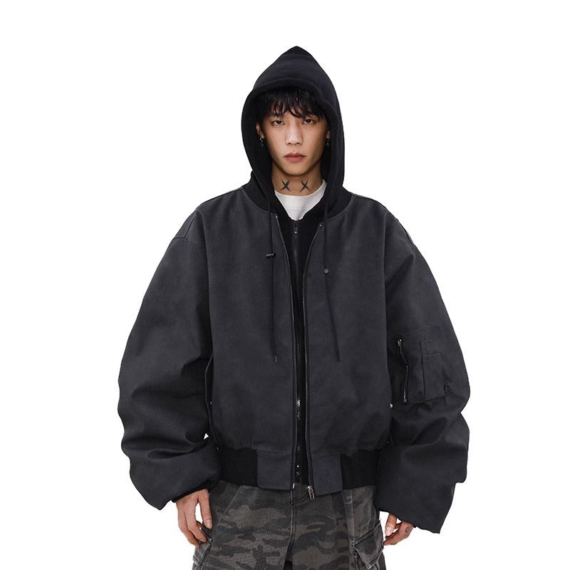 Loose Casual Hooded Coat Two-piece Jacket