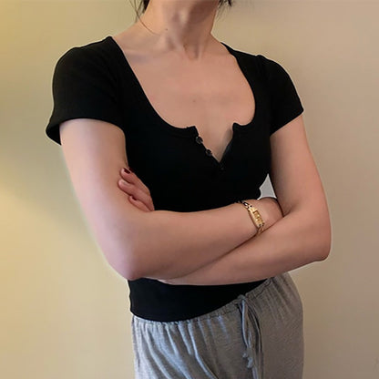 Acubi Cropped Short Sleeve shirt with buttons