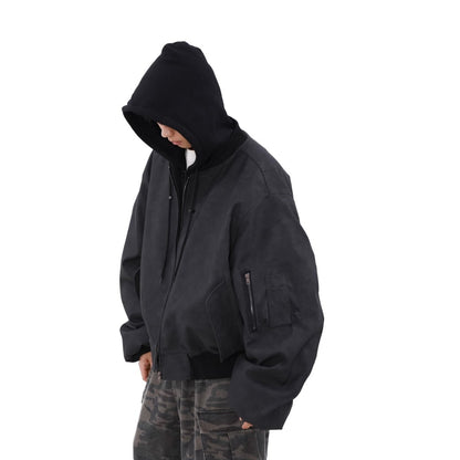 Loose Casual Hooded Coat Two-piece Jacket