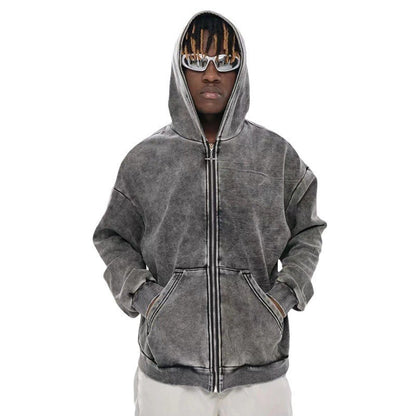 Heavy Zipper Hooded jacket vintage washed