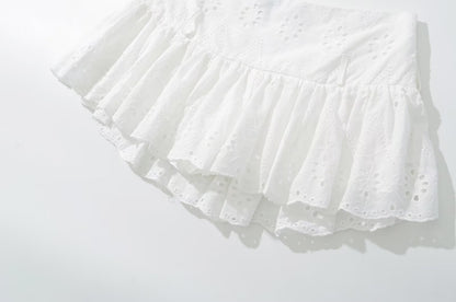 White Lace mini pleated skirt