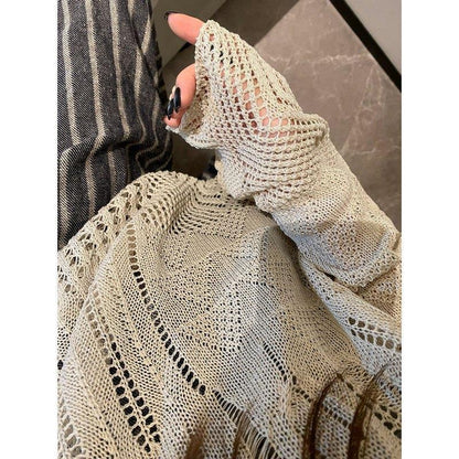 Korean Style Knitted Cardigan Thin Long Sleeve Round Neck Camisole Outer Wear