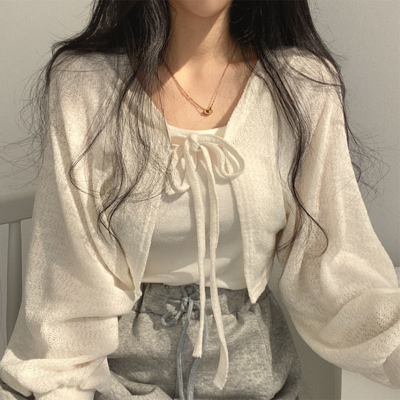 Korean style front tie Cardigan