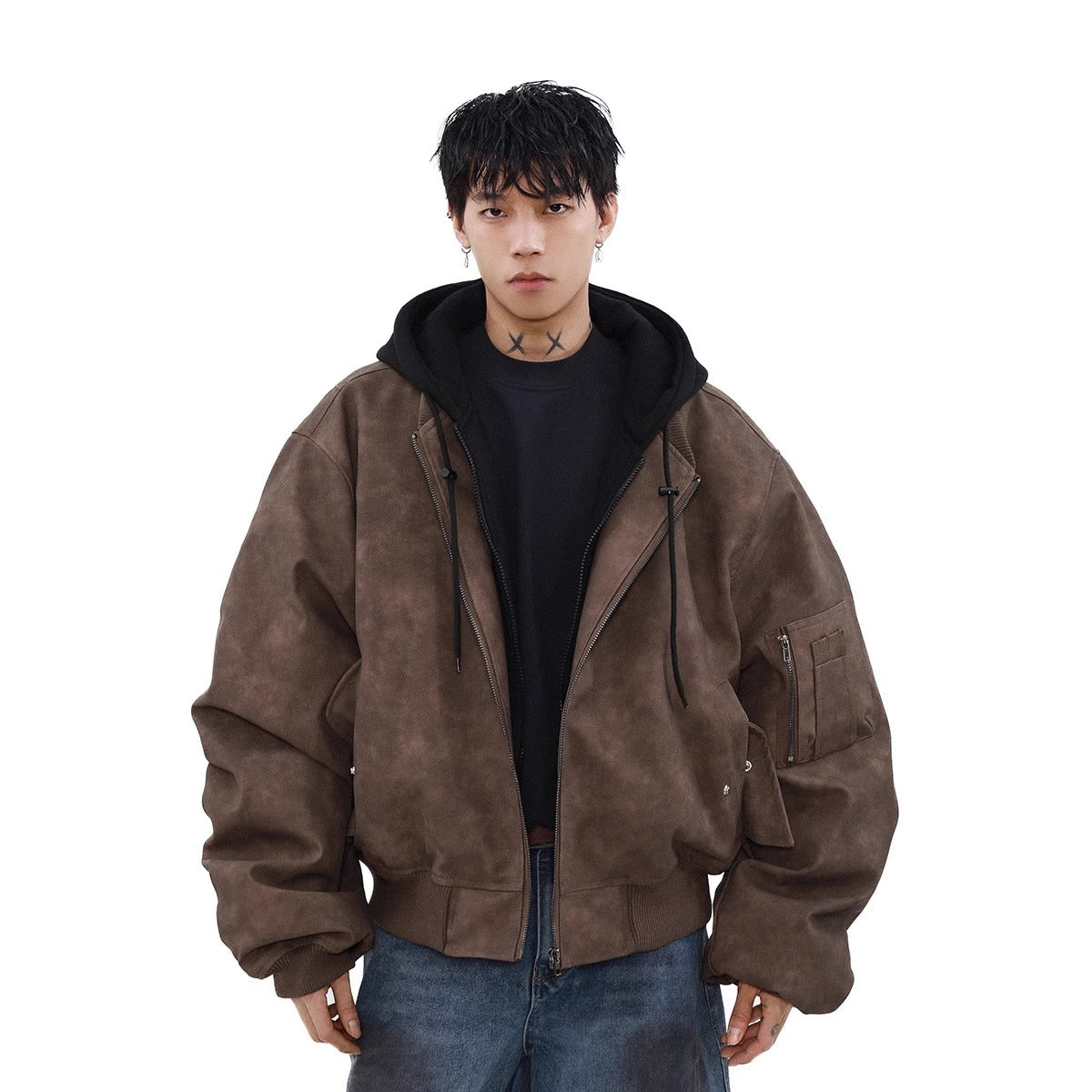 Loose Casual Hooded Coat Two-piece Jacket