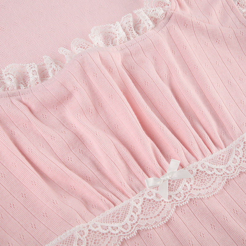 Sweet Shoujo Lace Square Collar Short Sleeve T-shirt