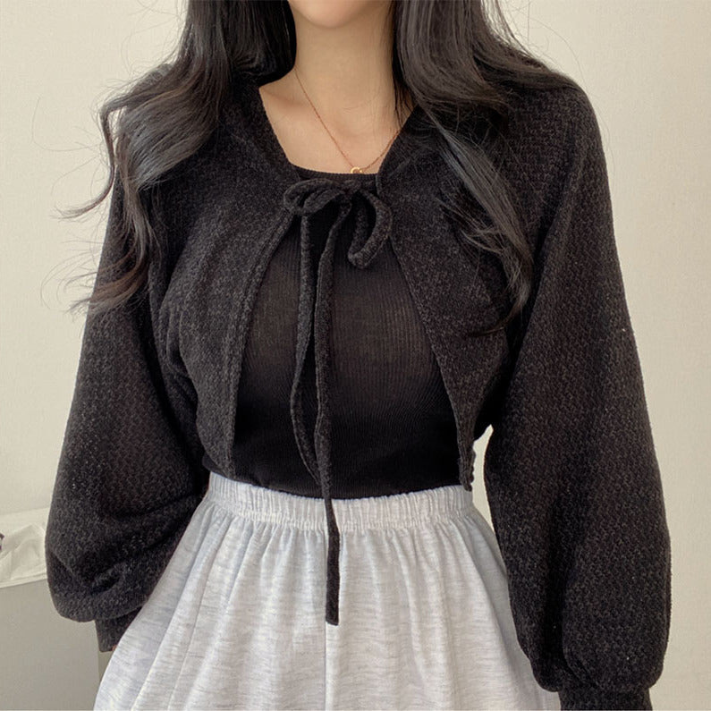 Korean style front tie Cardigan