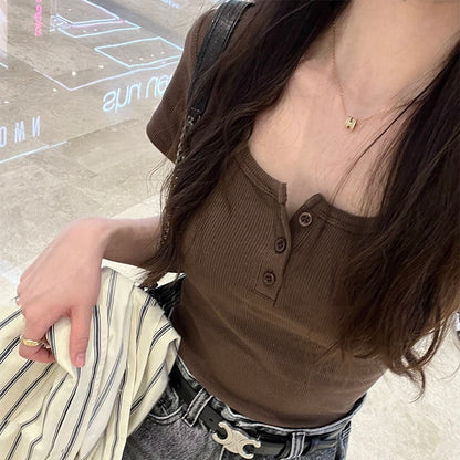 Acubi Cropped Short Sleeve shirt with buttons