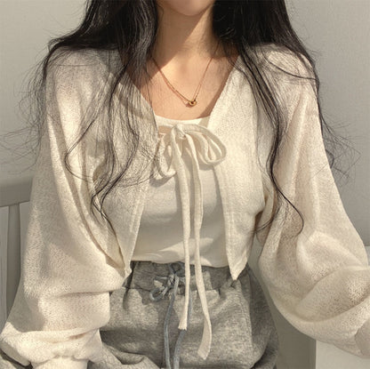 Korean style front tie Cardigan