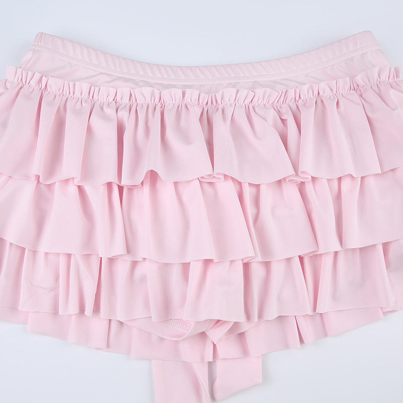 Pink Bow shoujo style mini Skirt with saftey shorts