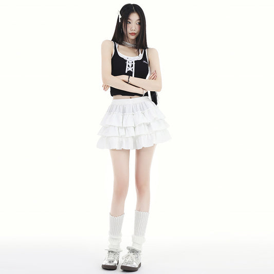 White Pleated puffy Skirt