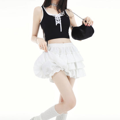 White Pleated puffy Skirt