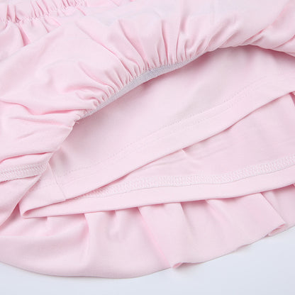 Pink Bow shoujo style mini Skirt with saftey shorts