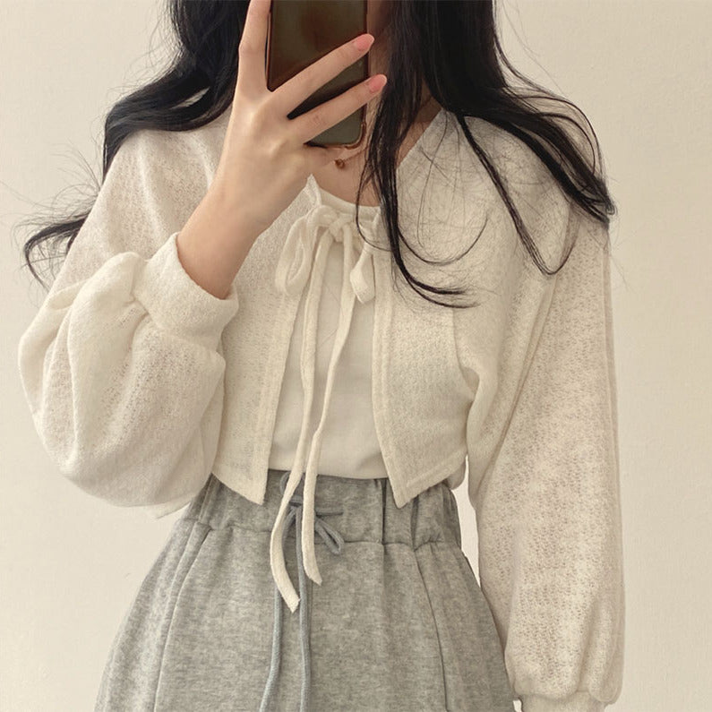 Korean style front tie Cardigan