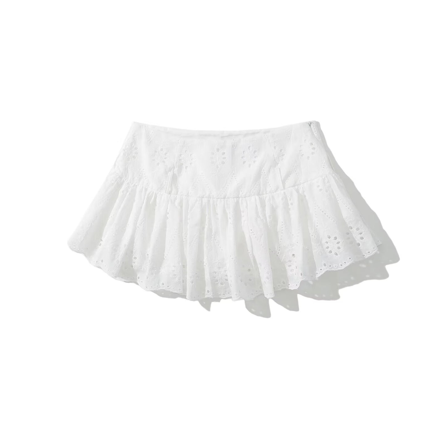 White Lace mini pleated skirt