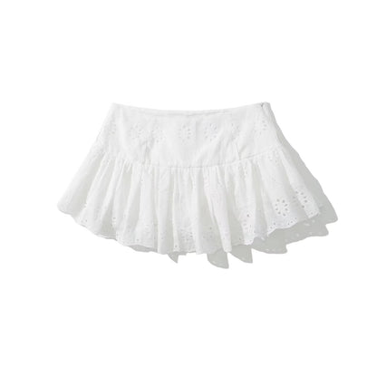 White Lace mini pleated skirt