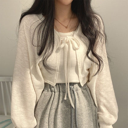 Korean style front tie Cardigan